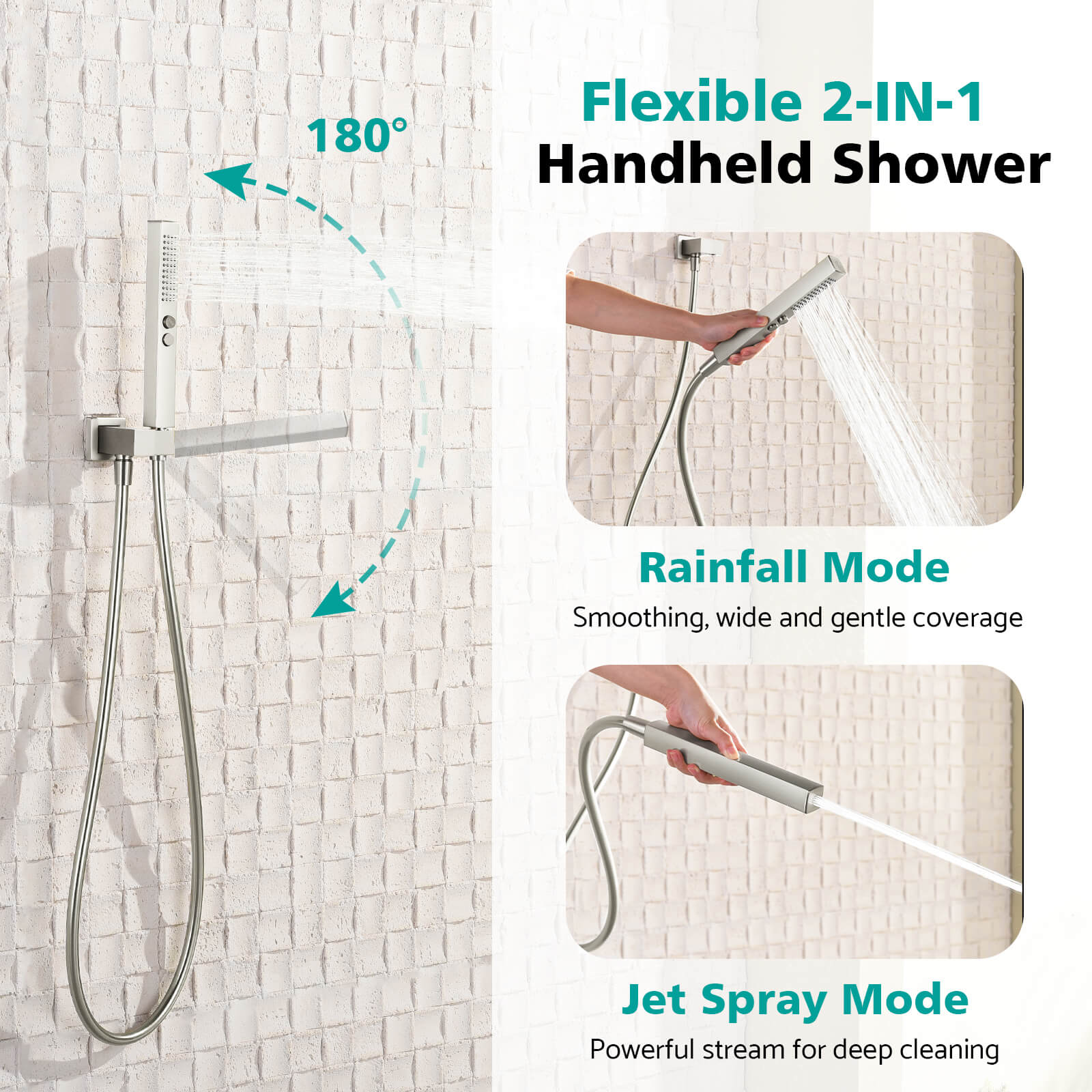 Recertified-Lefton-Concealed Rainfall Thermostatic Shower System with Handheld & Tub Spout-SSWM2502-Shower System-Lefton Home