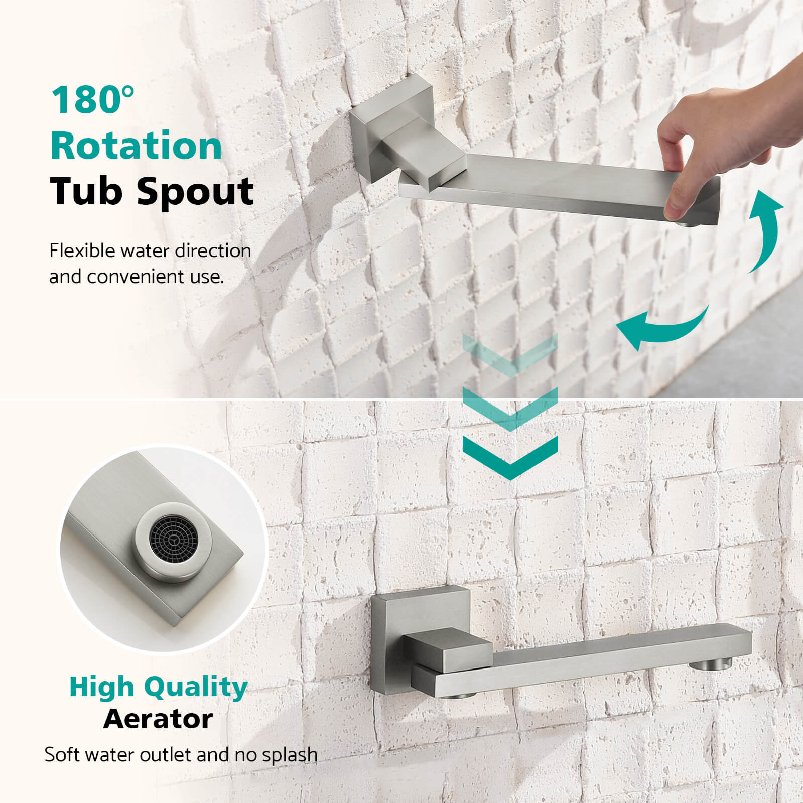 Recertified-Lefton-Concealed Rainfall Thermostatic Shower System with Handheld & Tub Spout-SSWM2502-Shower System-Lefton Home
