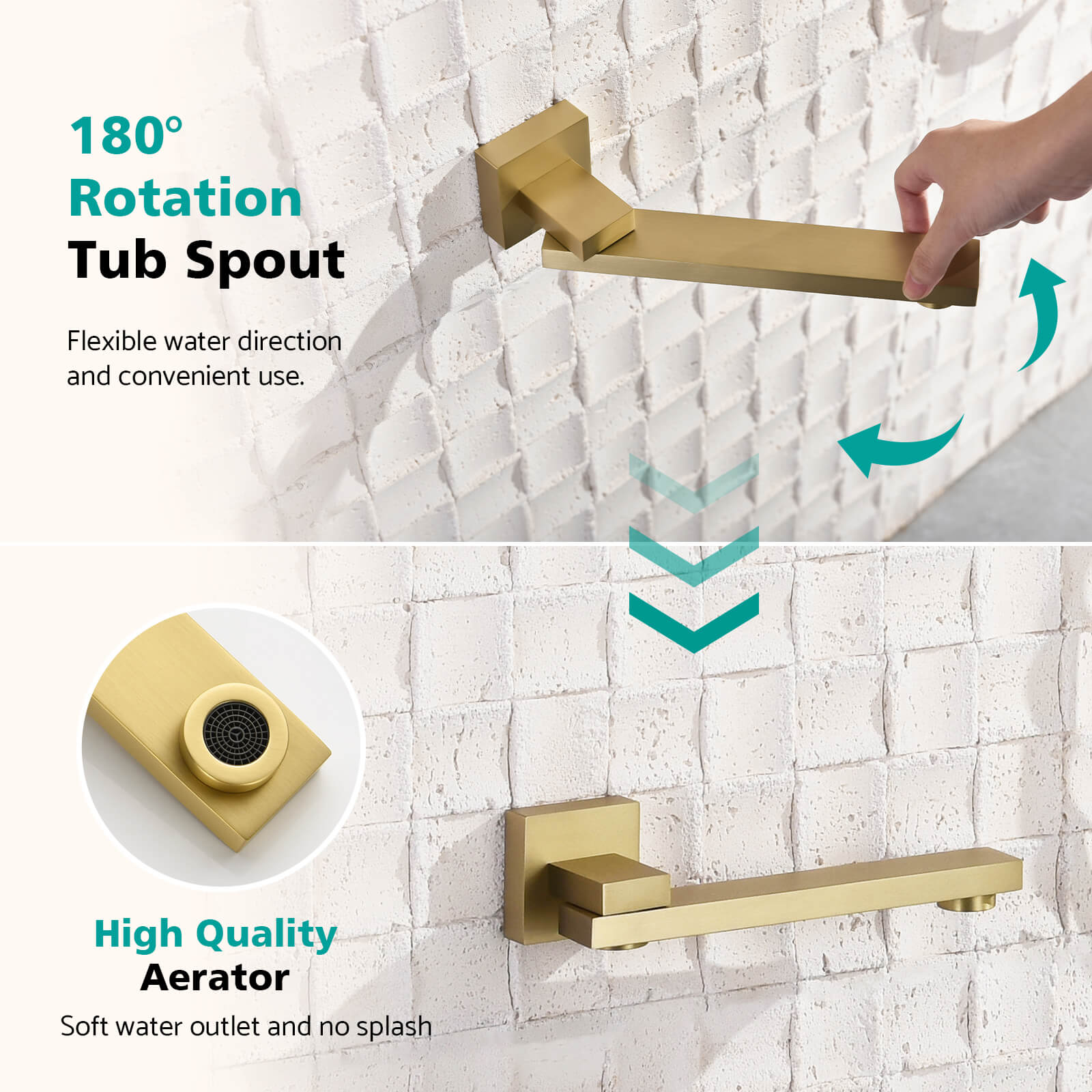 Recertified-Lefton-Concealed Rainfall Thermostatic Shower System with Handheld & Tub Spout-SSWM2502-Shower System-Lefton Home