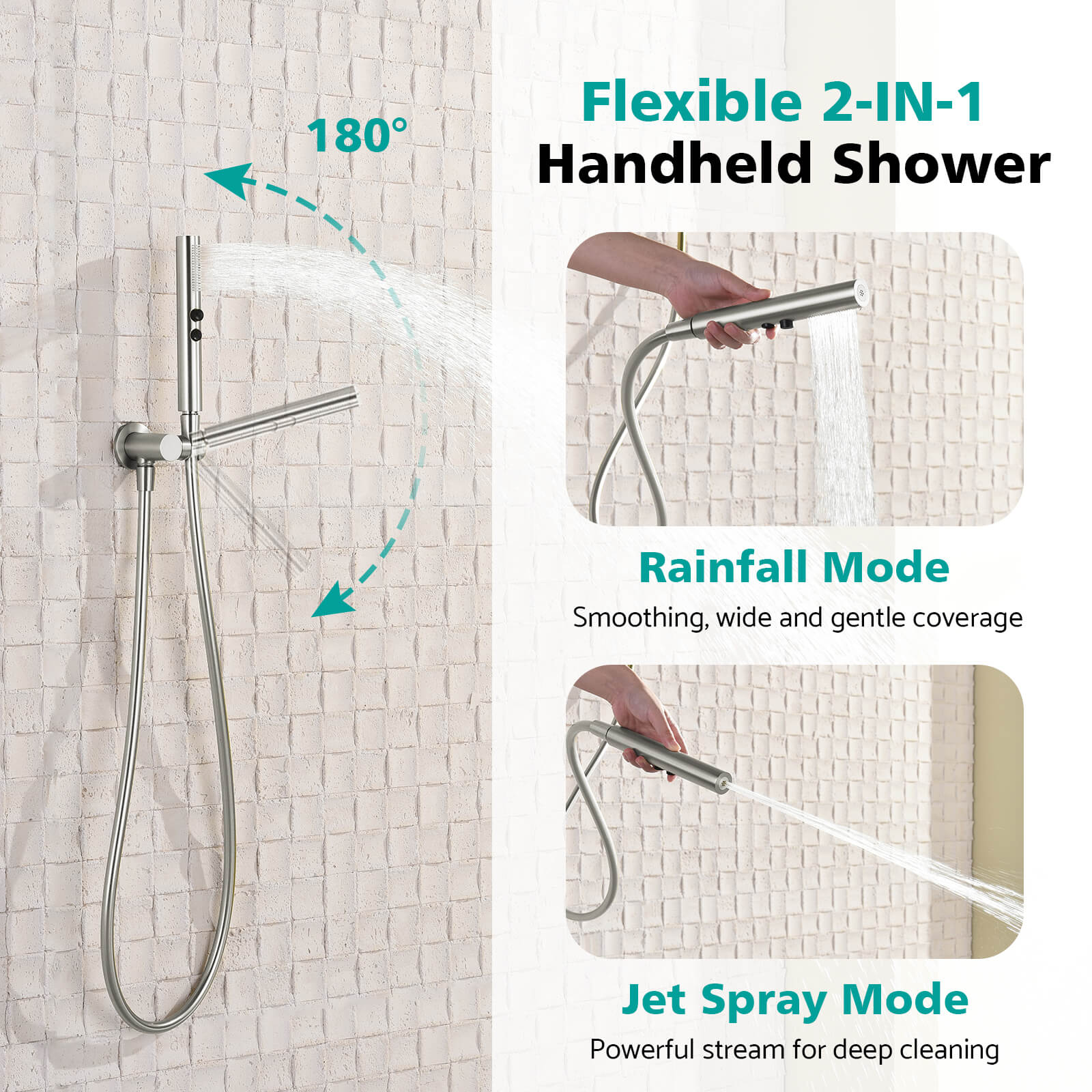 Recertified-Lefton Concealed Rainfall Thermostatic Shower System with Hand Shower-SSWM2501-Shower System-Lefton Home