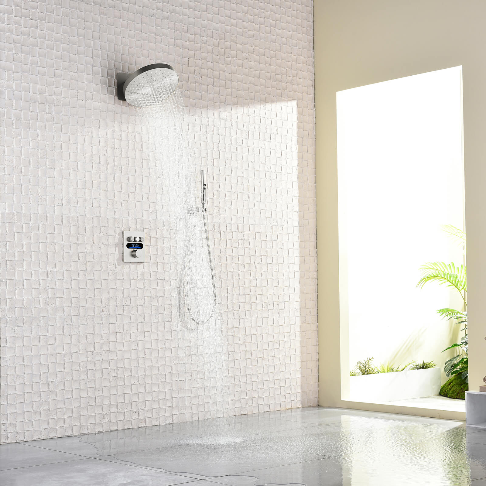 Recertified-Lefton Concealed Rainfall Thermostatic Shower System with Hand Shower-SSWM2501-Shower System-Lefton Home
