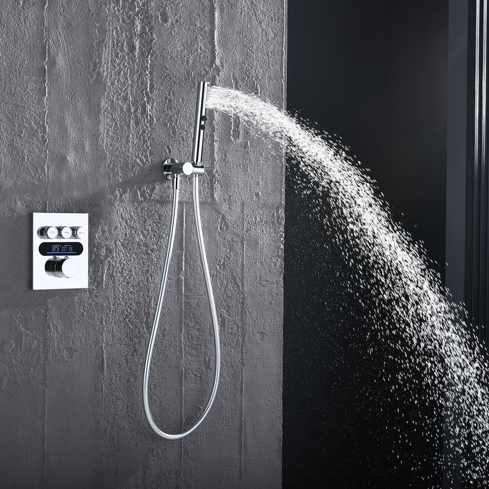 Recertified-Lefton Concealed Rainfall Thermostatic Shower System with Hand Shower-SSWM2501-Shower System-Lefton Home