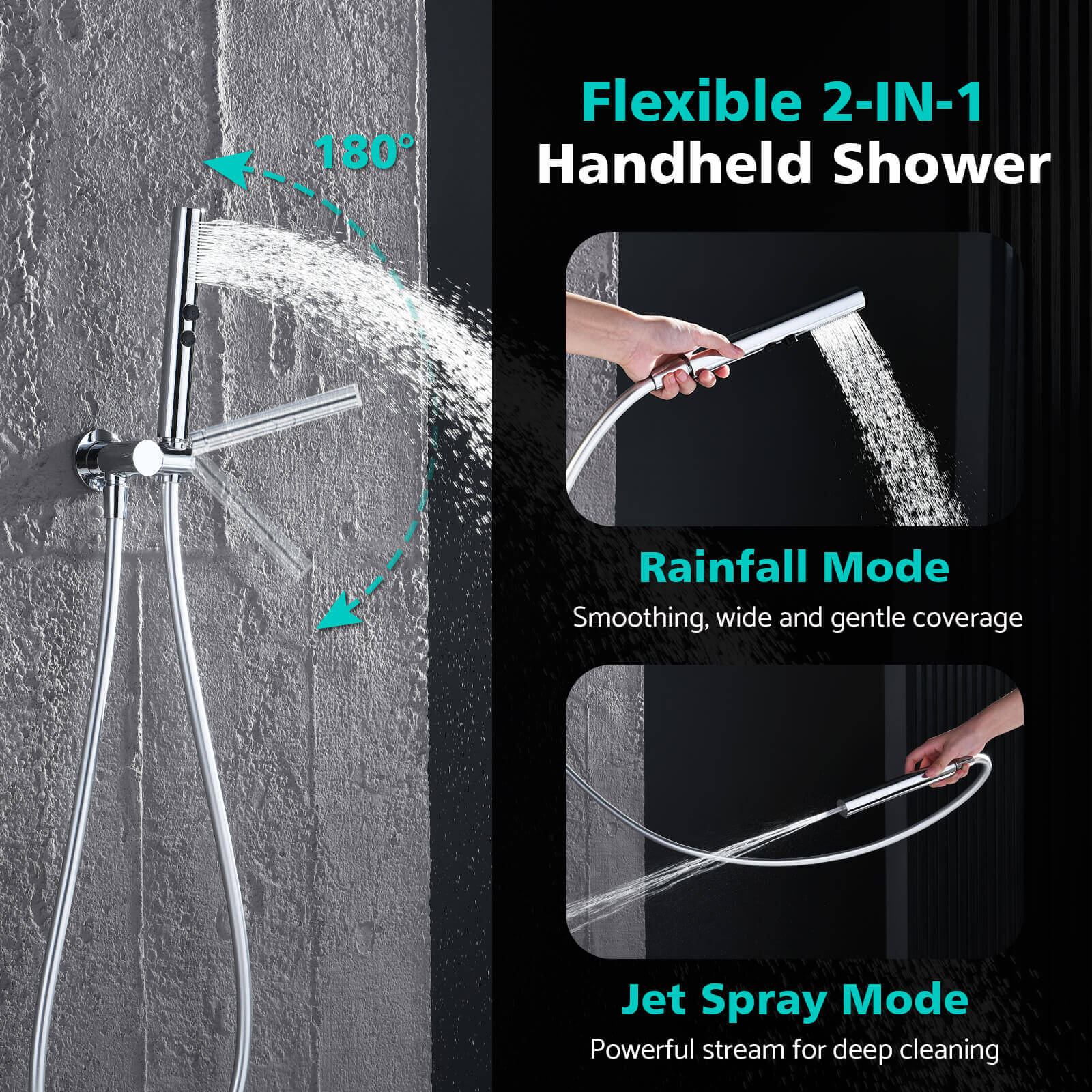 Recertified-Lefton Concealed Rainfall Thermostatic Shower System with Hand Shower-SSWM2501-Shower System-Lefton Home