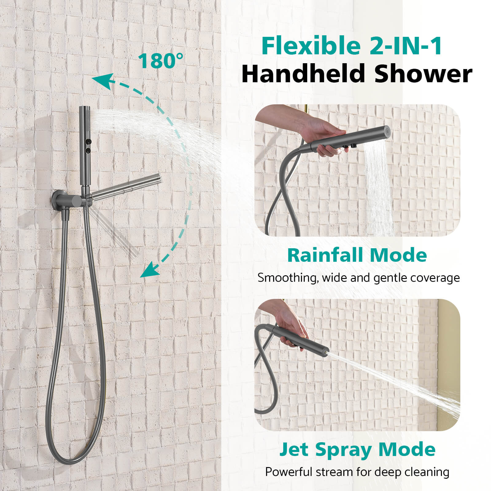 Recertified-Lefton Concealed Rainfall Thermostatic Shower System with Hand Shower-SSWM2501-Shower System-Lefton Home