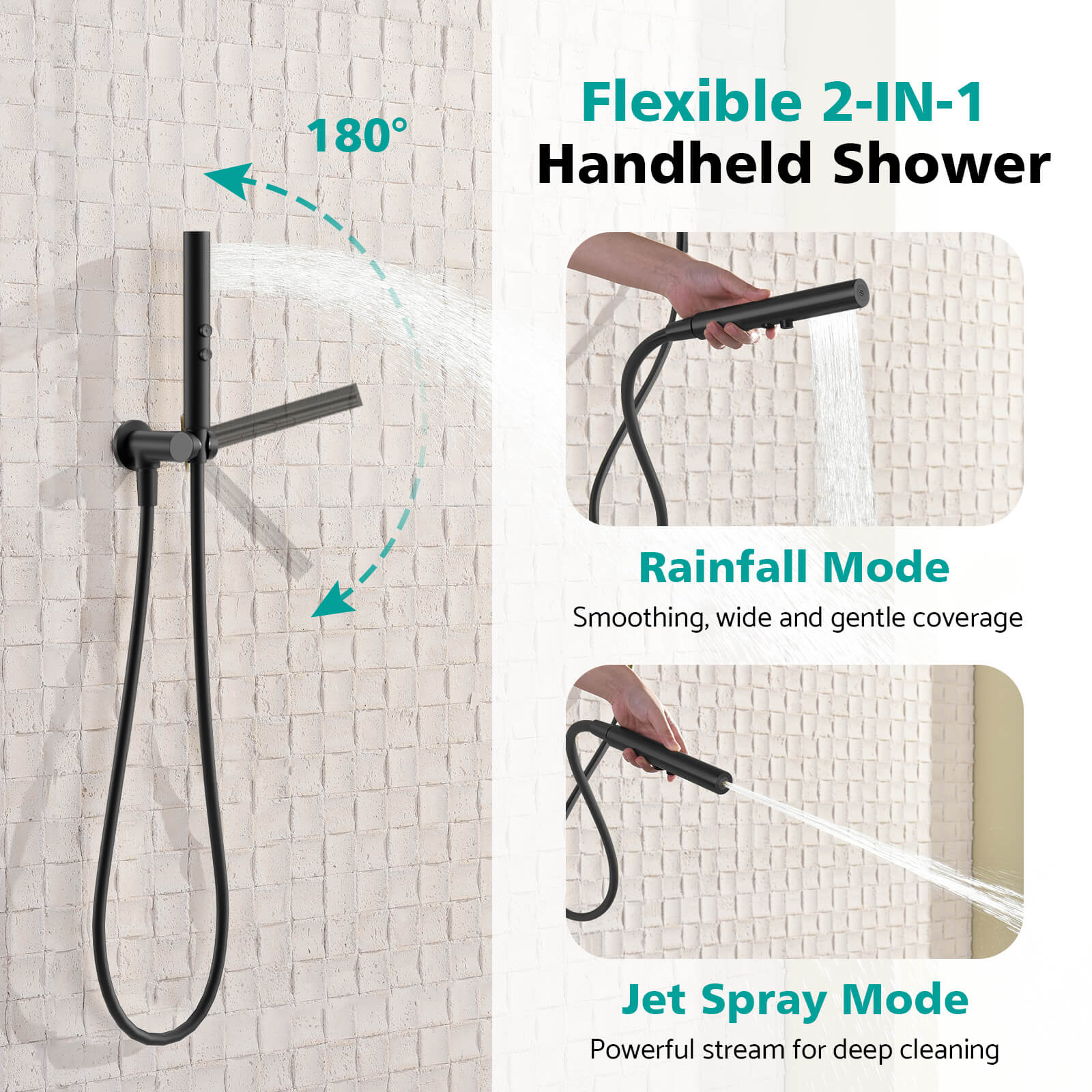 Recertified-Lefton Concealed Rainfall Thermostatic Shower System with Hand Shower-SSWM2501-Shower System-Lefton Home