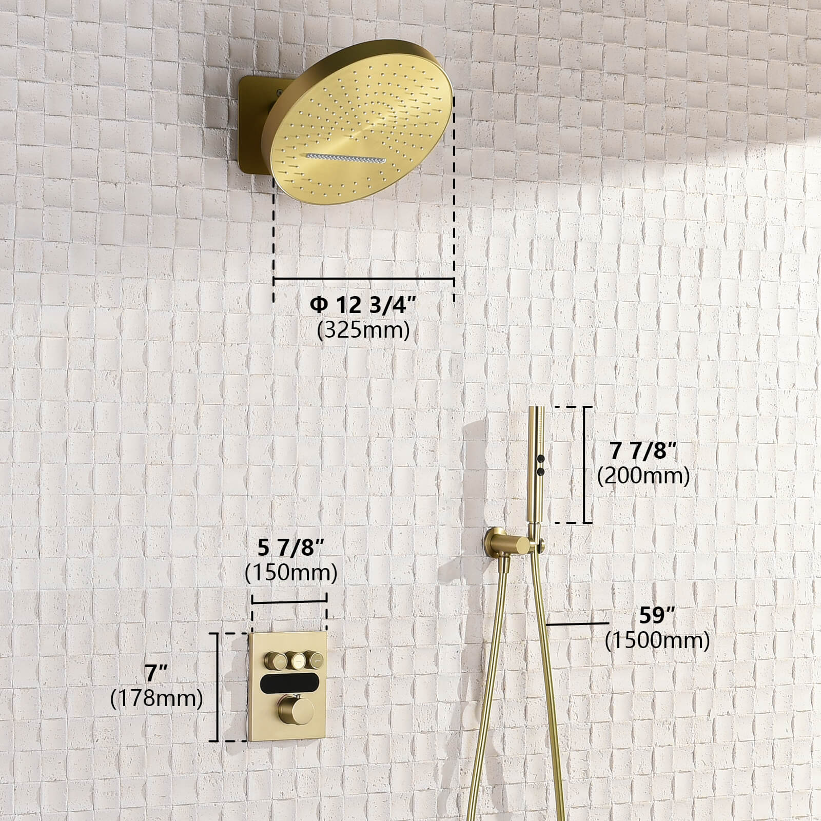 Recertified-Lefton Concealed Rainfall Thermostatic Shower System with Hand Shower-SSWM2501-Shower System-Lefton Home