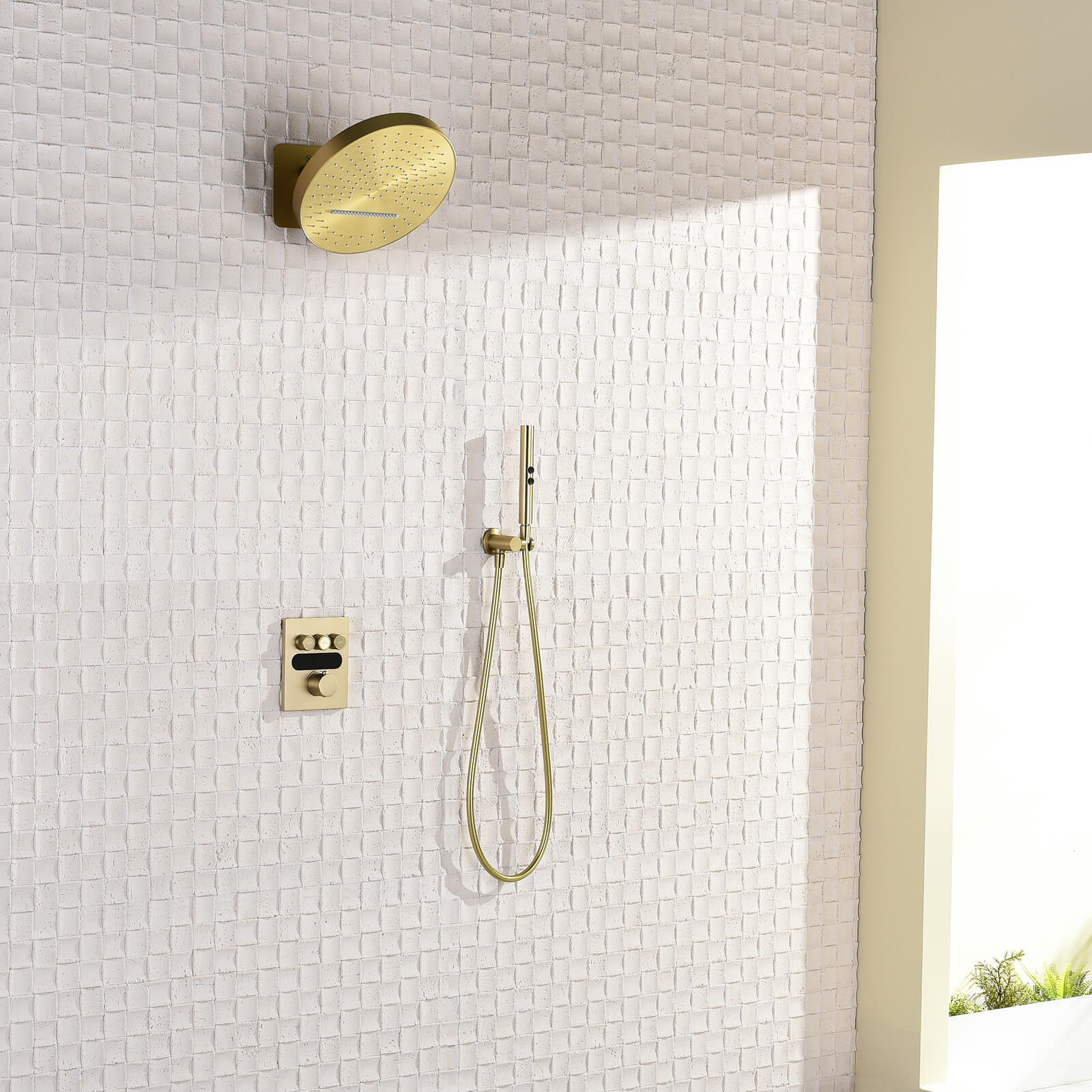 Recertified-Lefton Concealed Rainfall Thermostatic Shower System with Hand Shower-SSWM2501-Shower System-Lefton Home