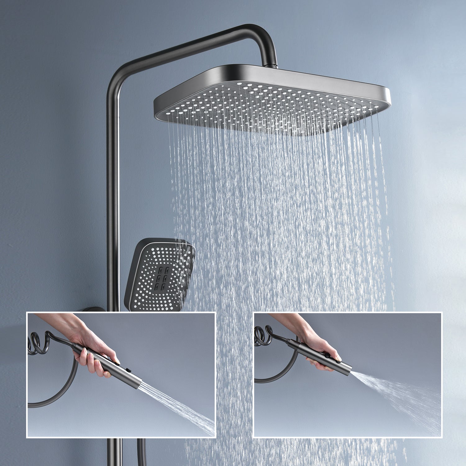 Sistema de ducha termostático Lefton con 5 modos de agua y pantalla de visualización de temperatura-SST2206
