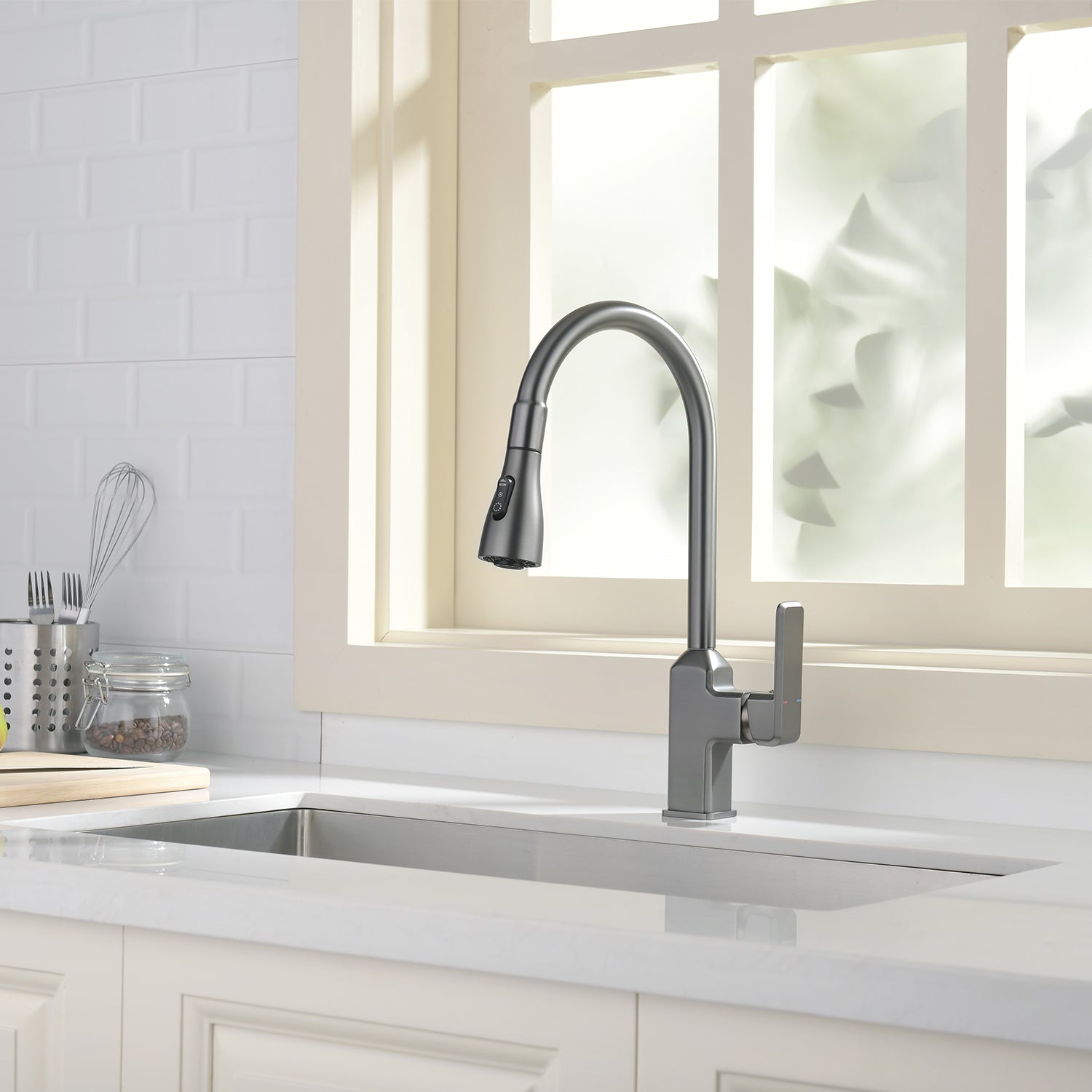 Lefton waterfall Kitchen Pull-Down Faucet with 3 Water Outlet Modes-KF2201 -Kitchen Faucets