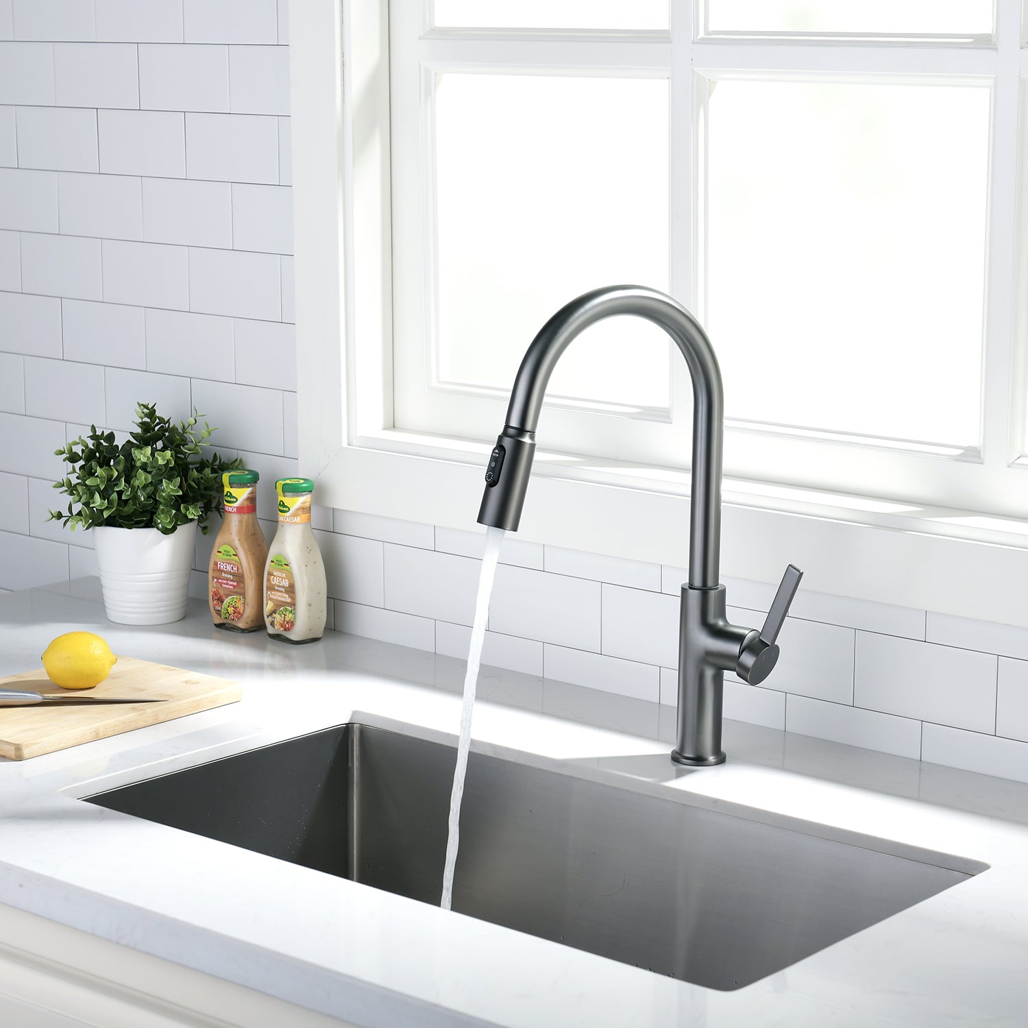 Lefton Stainless Steel Kitchen Pull-Down Tap with 3 Water Outlet Modes-KF2202