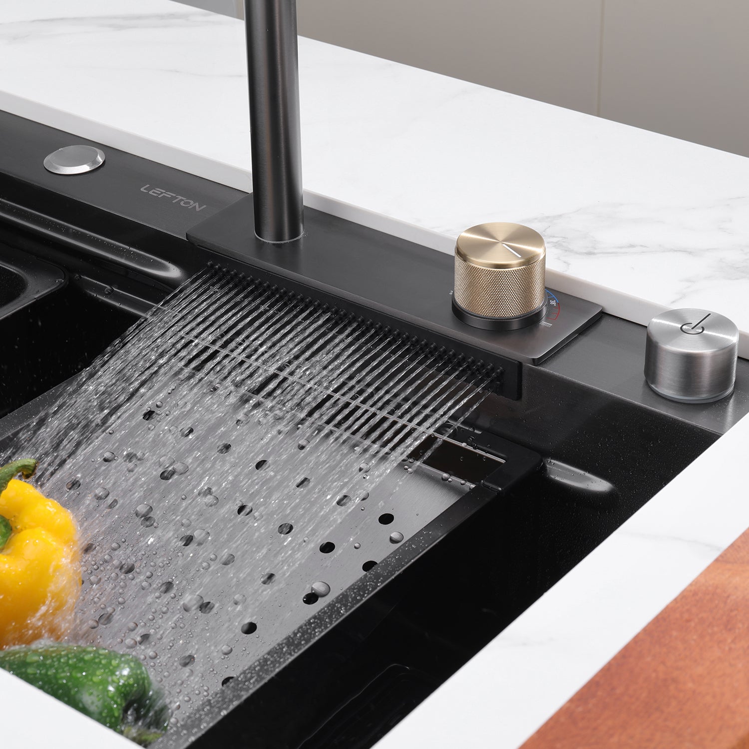 Lefton Smart Workstation Kitchen Sink Set with Waterfall Faucet-KS2203