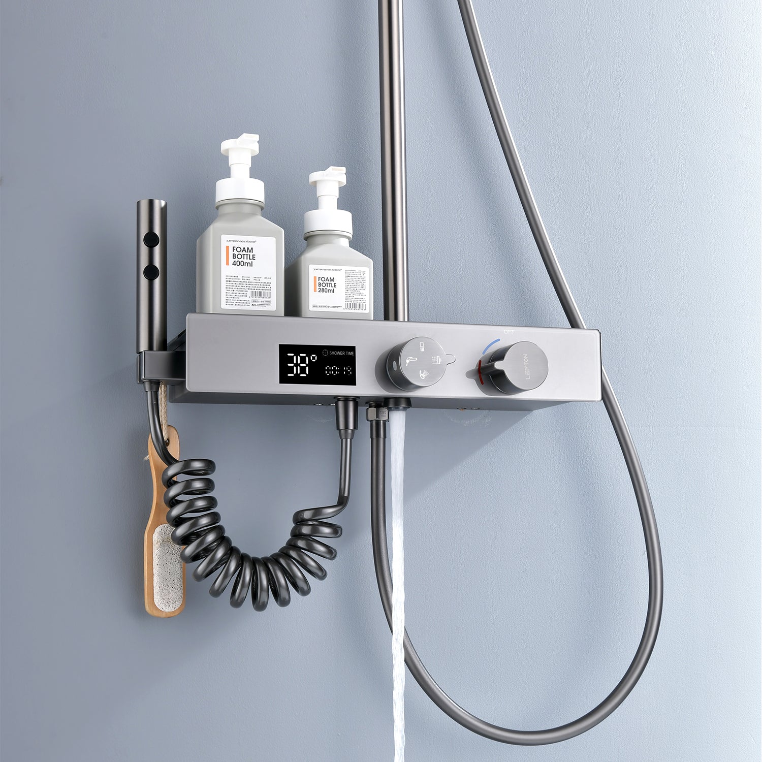 Lefton Thermostatic Shower System with Temperature Display and 4 Water Outlet Modes-SST2205