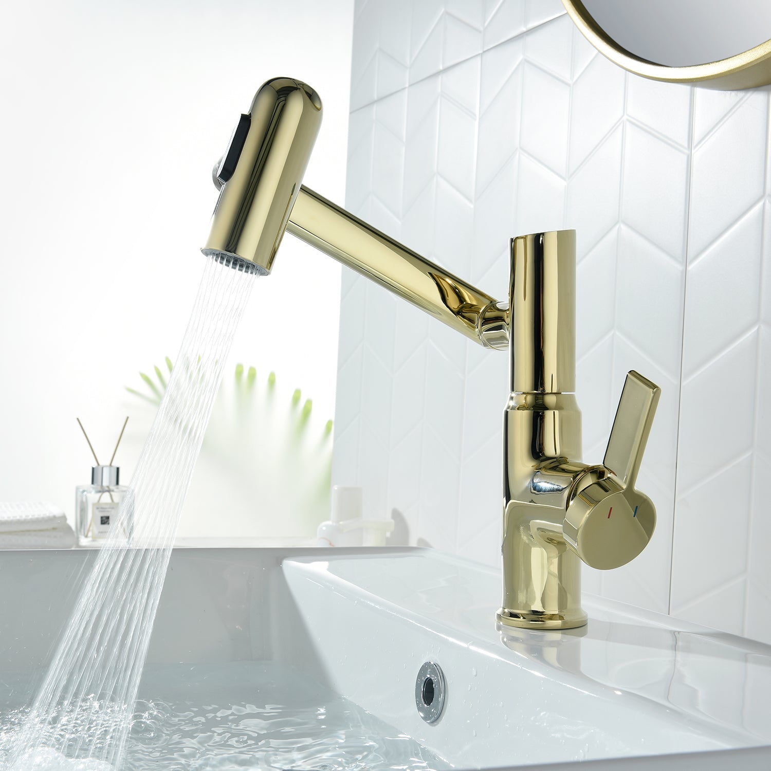 BF2204-5, Lefton Single-Hole Rotatable Faucet with Temperature Display