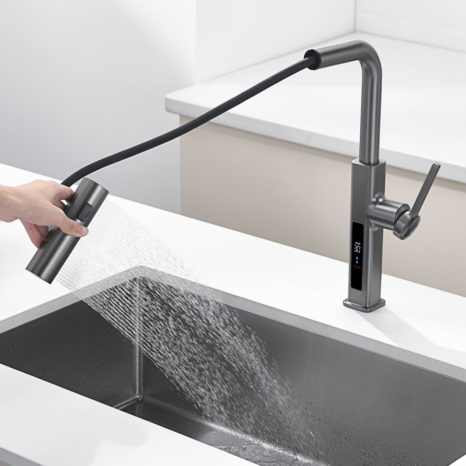 2023 Innovation Smart Waterfall Kitchen Faucet with Real-time Temperature  Display – Lefton Home