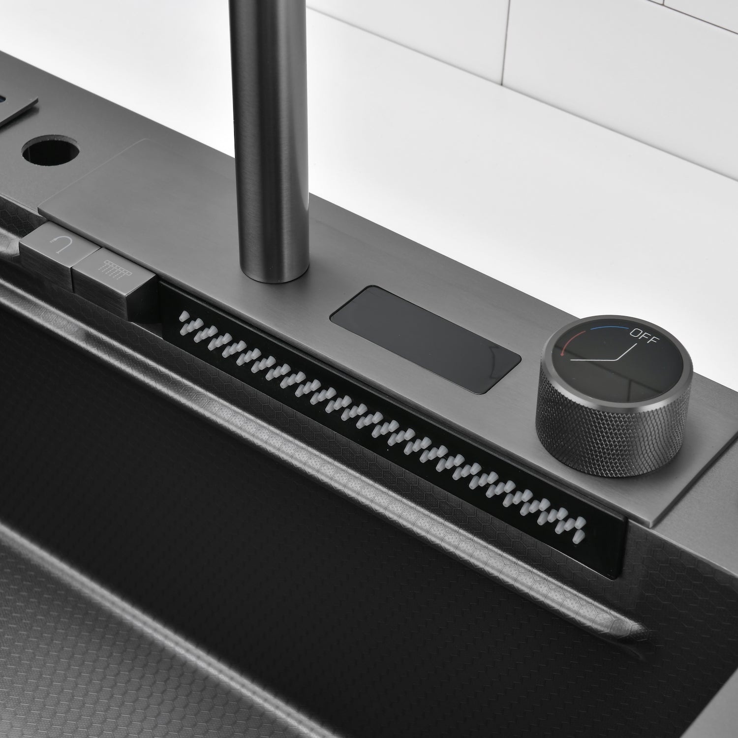 Lefton Smart Workstation Kitchen Sink Set With Digital Temperature Display Waterfall Faucet & Knife Holder