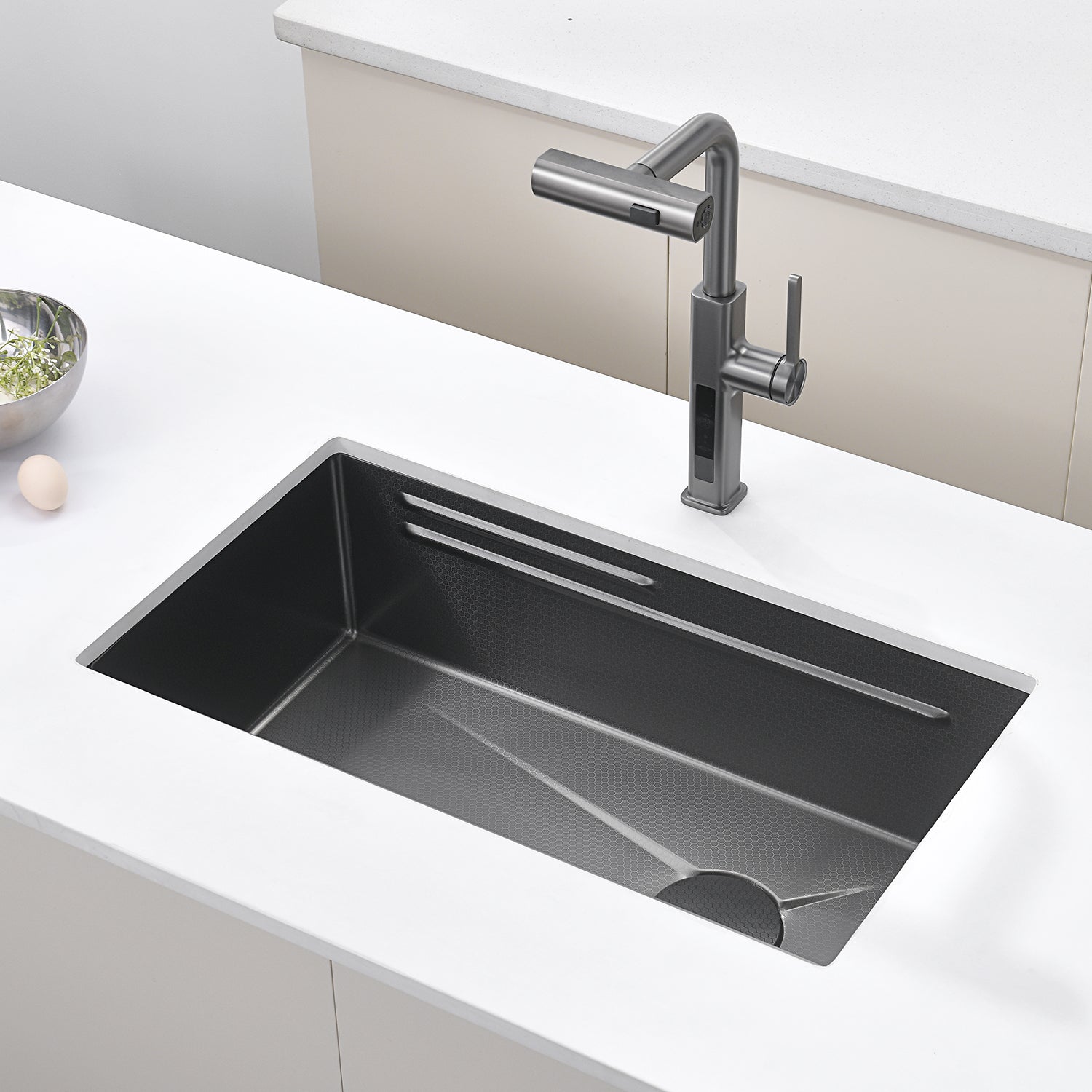 Lefton KS2201 Single Bowl Stainless Steel Drop-In Undermount Kitchen Sink Grey
