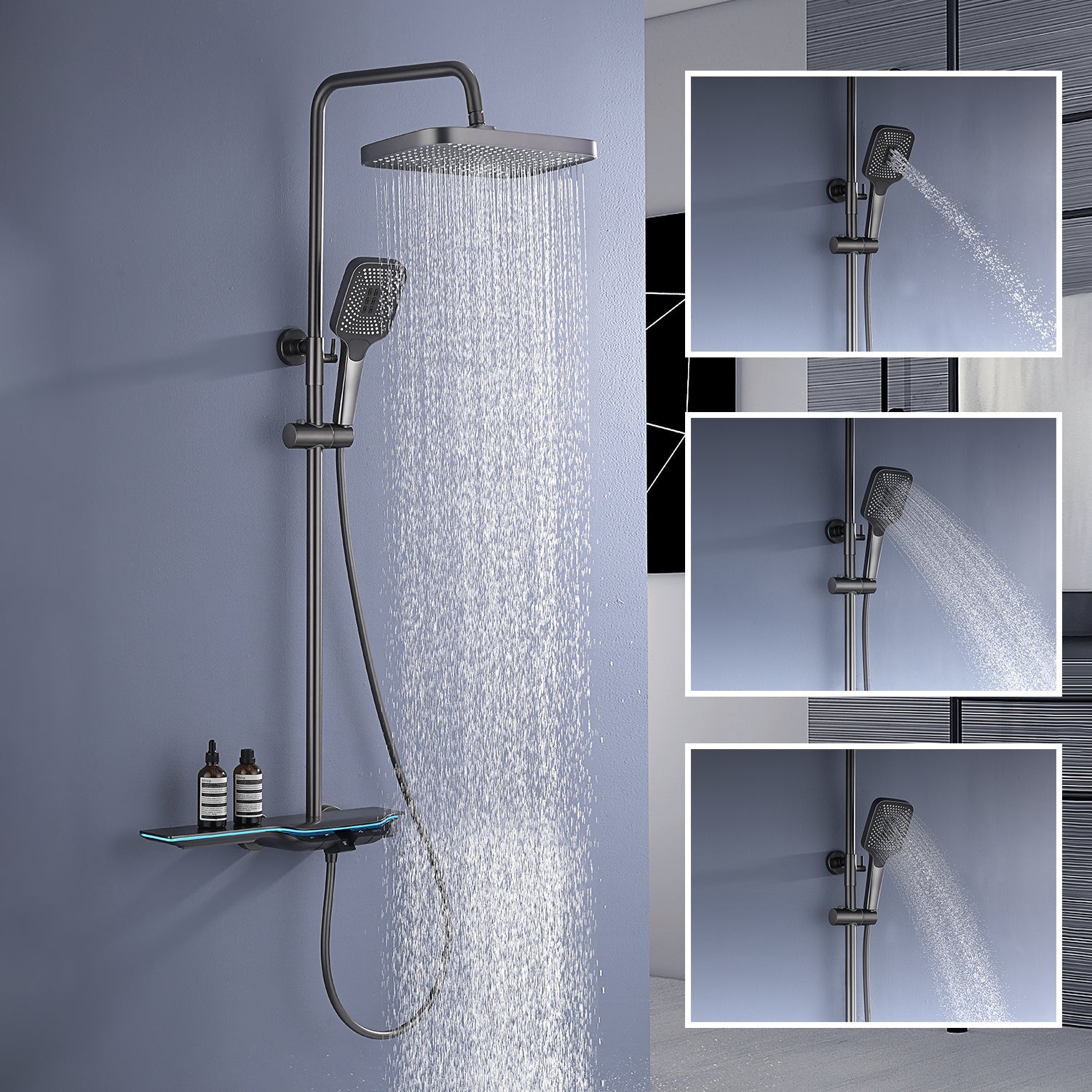 Lefton Thermostatic Shower System with Temperature Display & LED light-SST2207 -Shower Systems- Lefton Home
